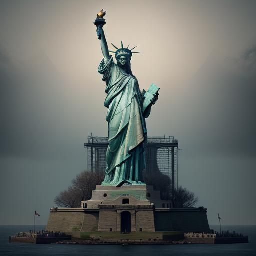 Statue of Liberty at Last Supper: Detailed Matte Painting