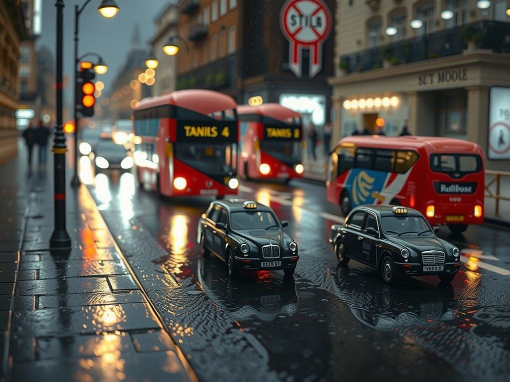 London Diorama at Dusk, in Miniature Style