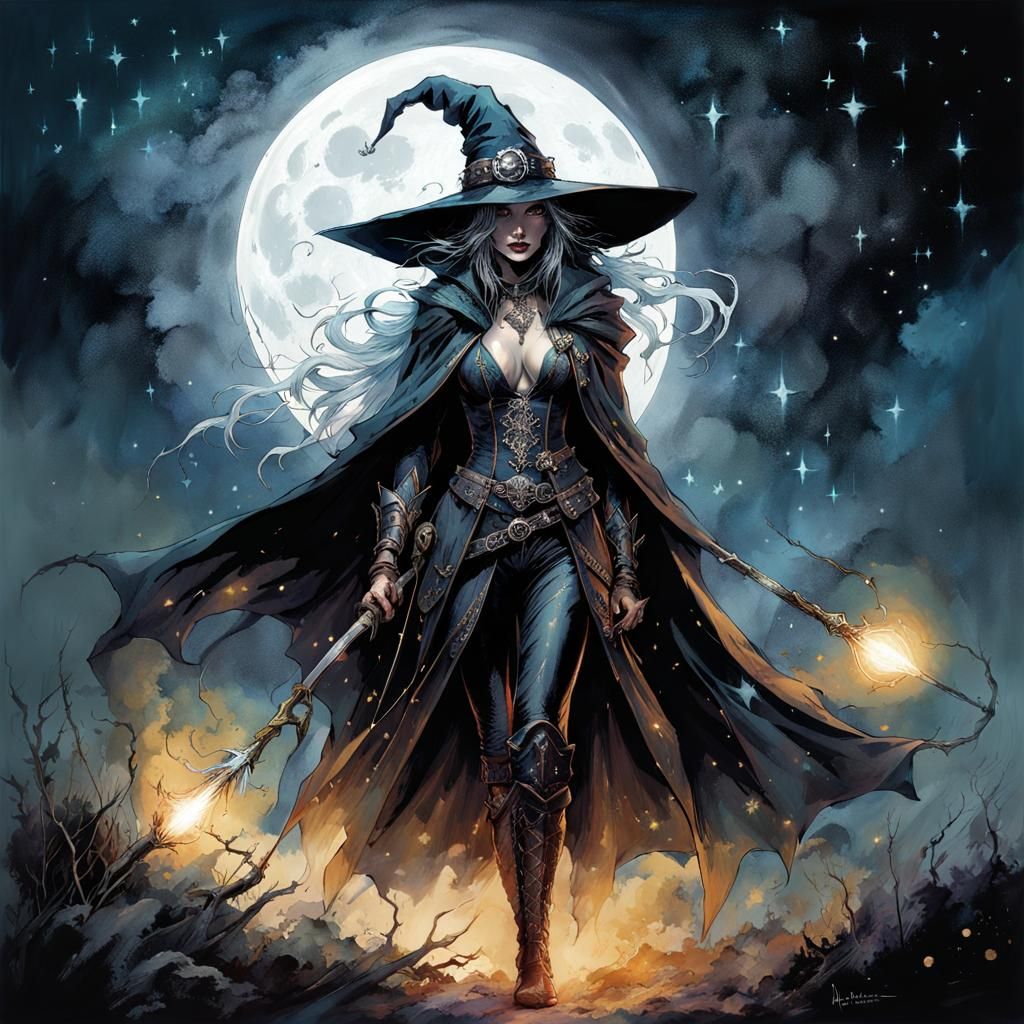 Sinister Assassin Witch with Silver Daggers