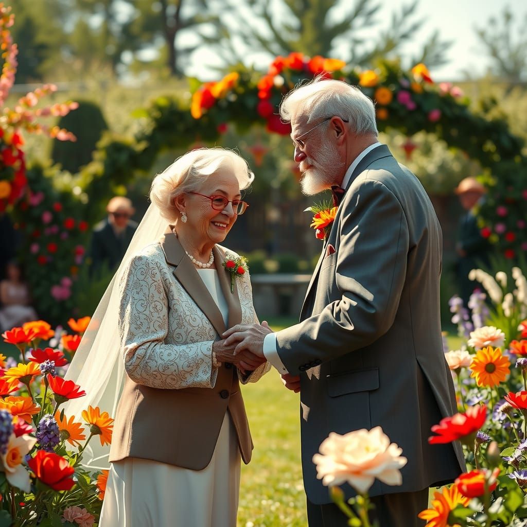 Elderly Couple's Whimsical Outdoor Wedding, Impressionist St...