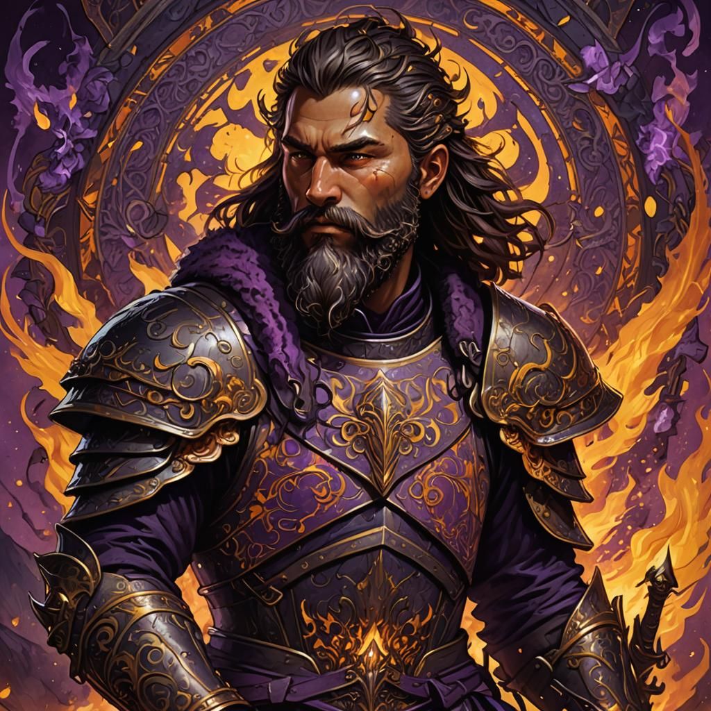 Flaming Beard Warrior in Dark Fantasy Art
