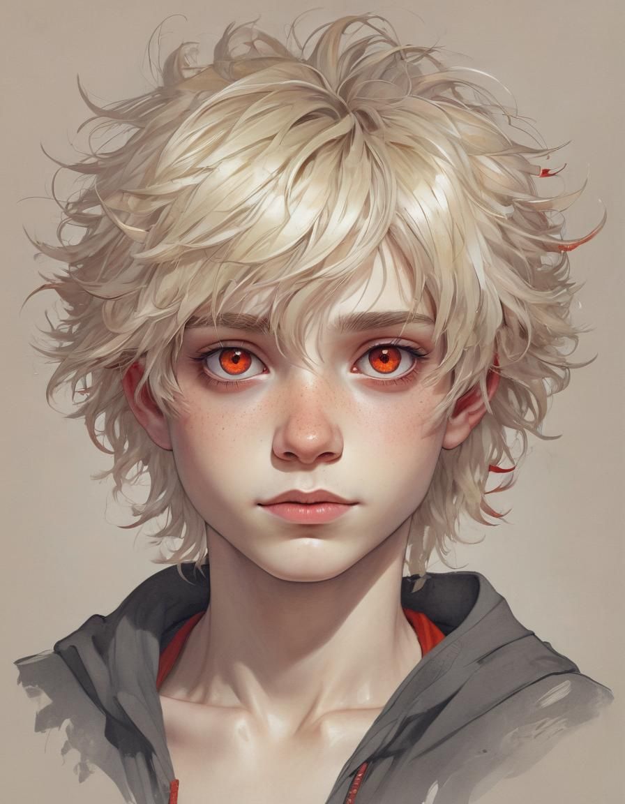 Hand-Drawn Fantasy Portrait of a Blond Boy