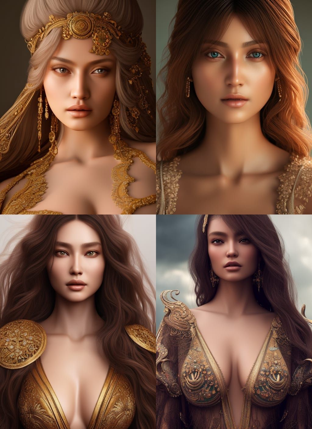 Voluptuous Goddess Portrait in Hyperrealistic Digital Art