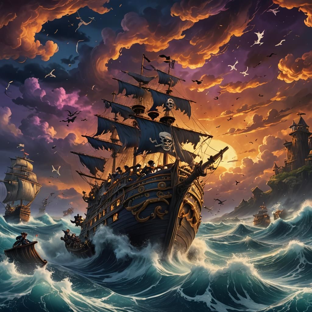 Straw Hat Pirates Weathering a Storm