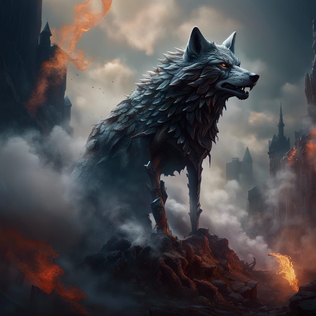 Wolf Spear: Detailed Matte Painting in Deep Color