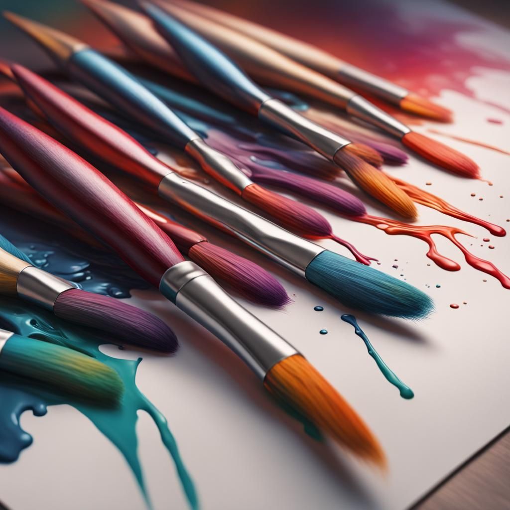 Colored Paintbrushes on Paper as Matte Painting