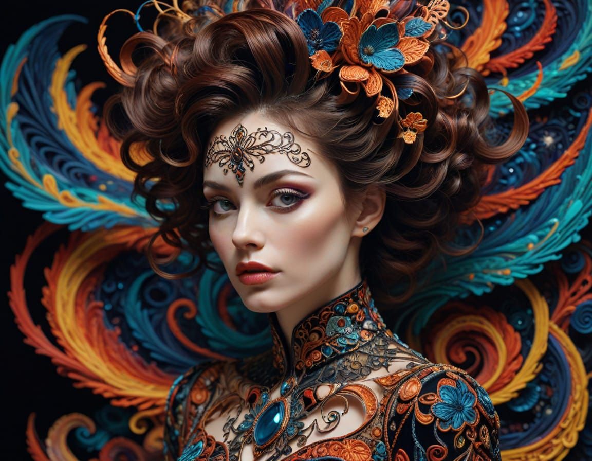 Elegant Mystery Woman in Pop Art Lacquer