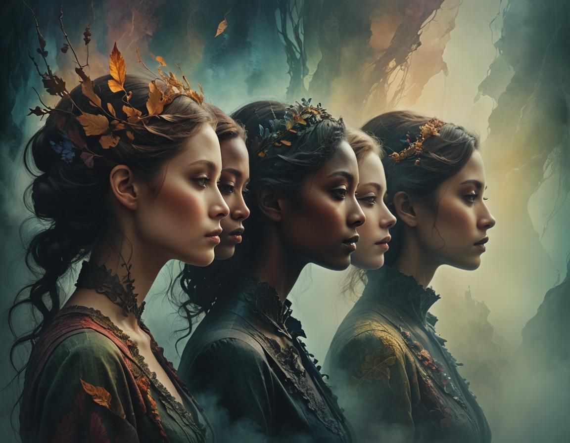 Seasonal Silhouettes in Surreal Digital Art