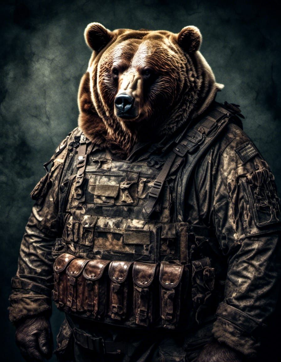 Hyperrealistic Portrait of a Bear Legionnaire