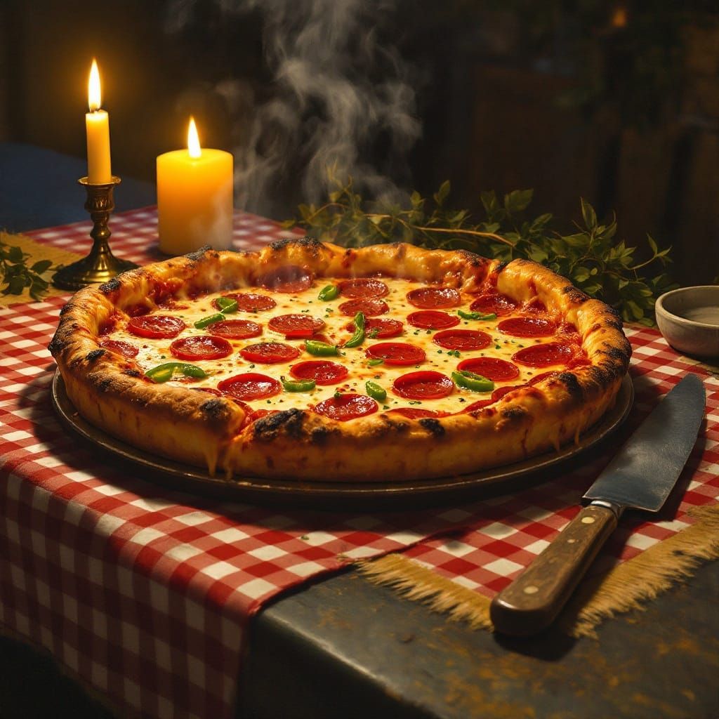 Deep Dish Pizza Still Life, Thiebaud and Rothko Inspired