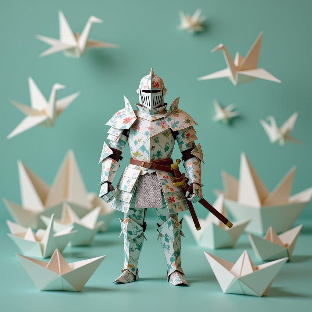Weary Paper Soldier in Origami World
