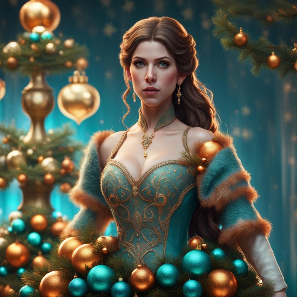 Anna Kendrick as Christmas Ornament, Digital Art
