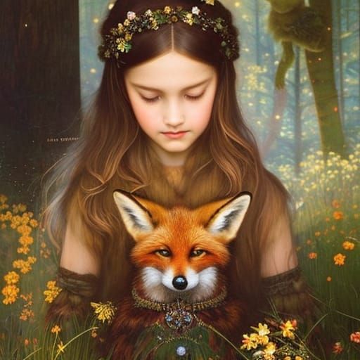 Toddler and Fox Celtic Knot Portrait