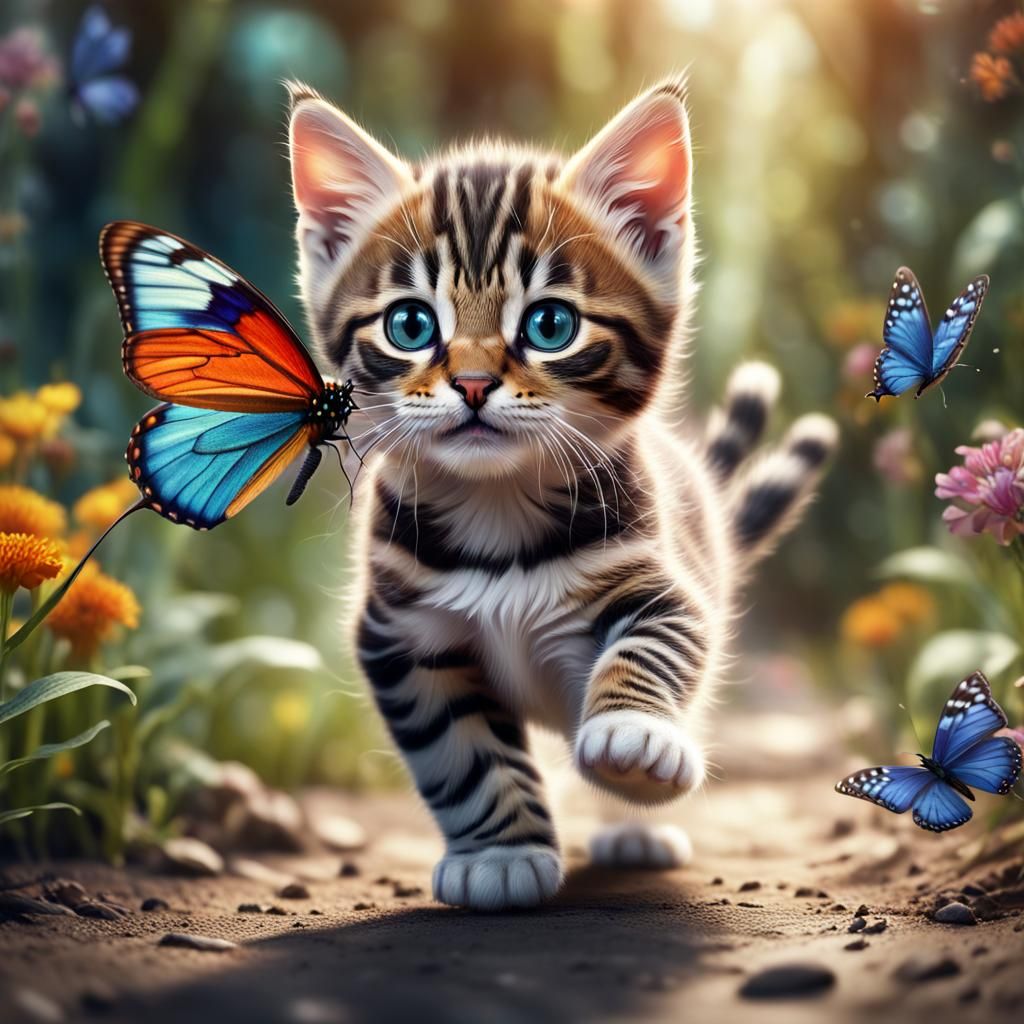 The kitten and the butterfly