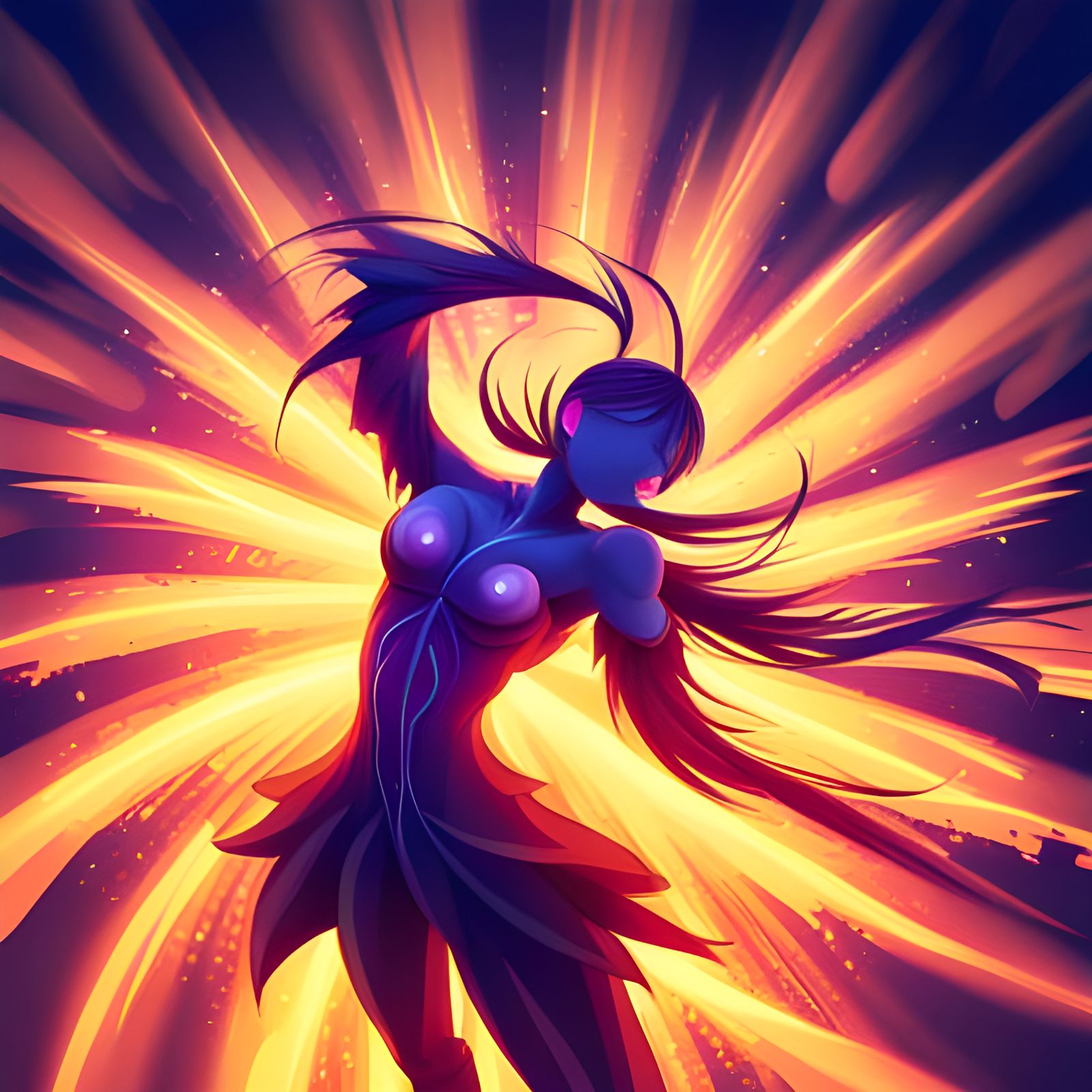 Anime Character Dancing with Fractal Details