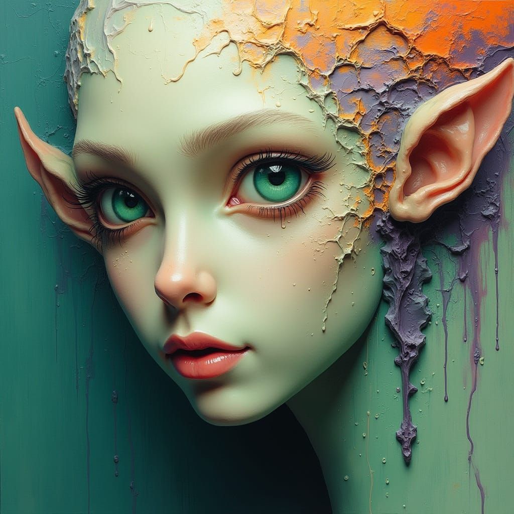 Enchanting Elven Goddess with Iridescent Eyes