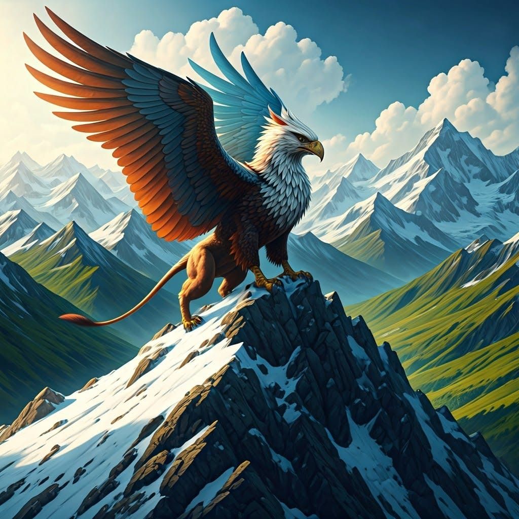 Griffin Surveys Mountain Domain: Digital Matte Painting