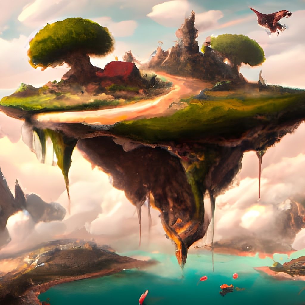 Hyperrealistic Floating Island Concept Art