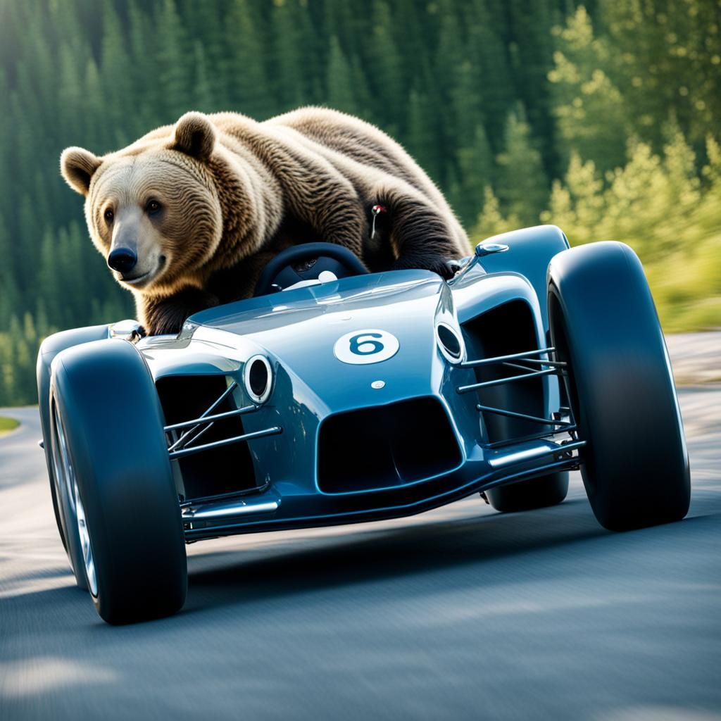 Bear Rides a Sportscar