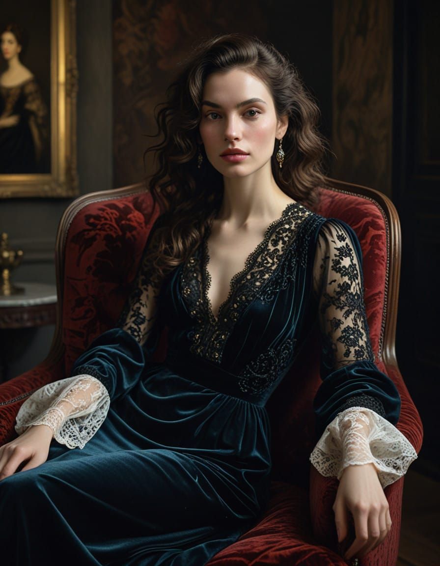 Elegant Woman in Opulent Evening Gown