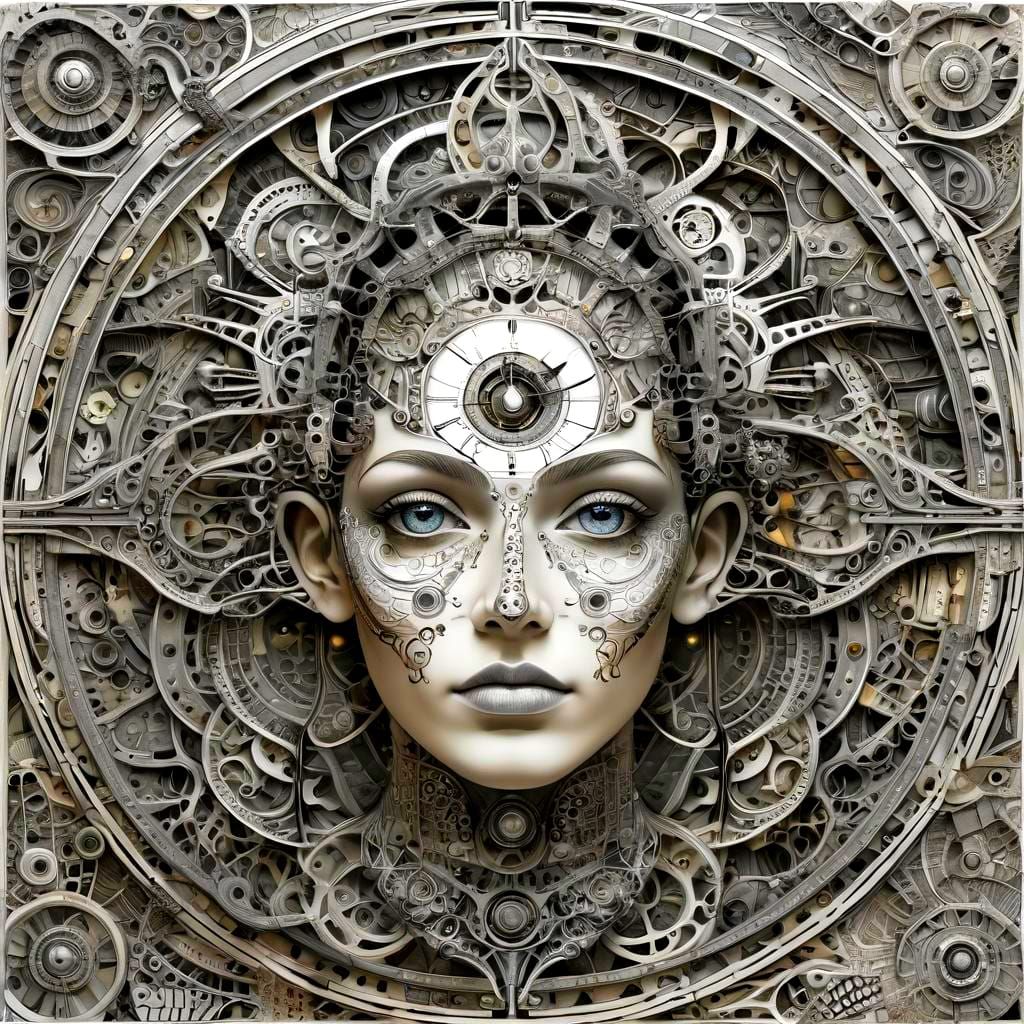 Fractal Apocalypse in Steampunk Bosch-Inspired Zentangle Art...