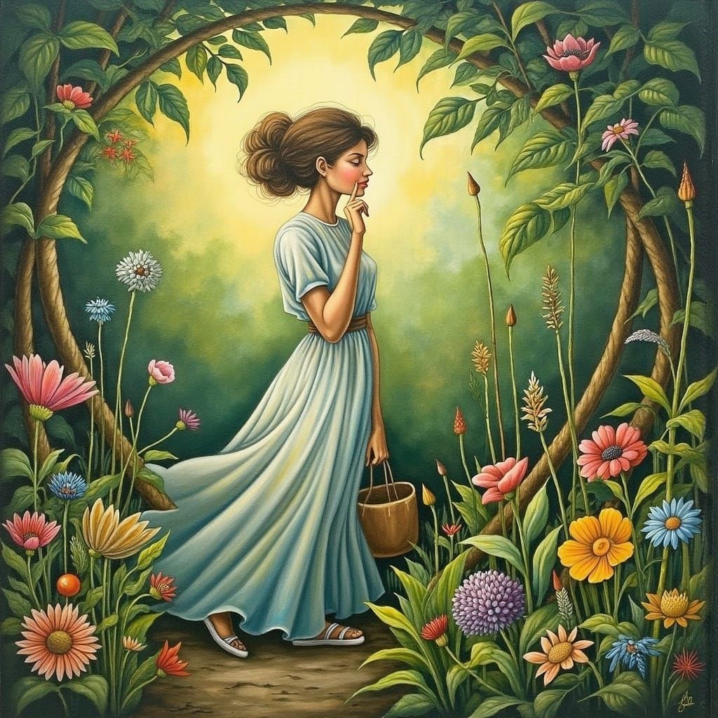 Hidden Garden Discovery in Ethereal Surrealist Style