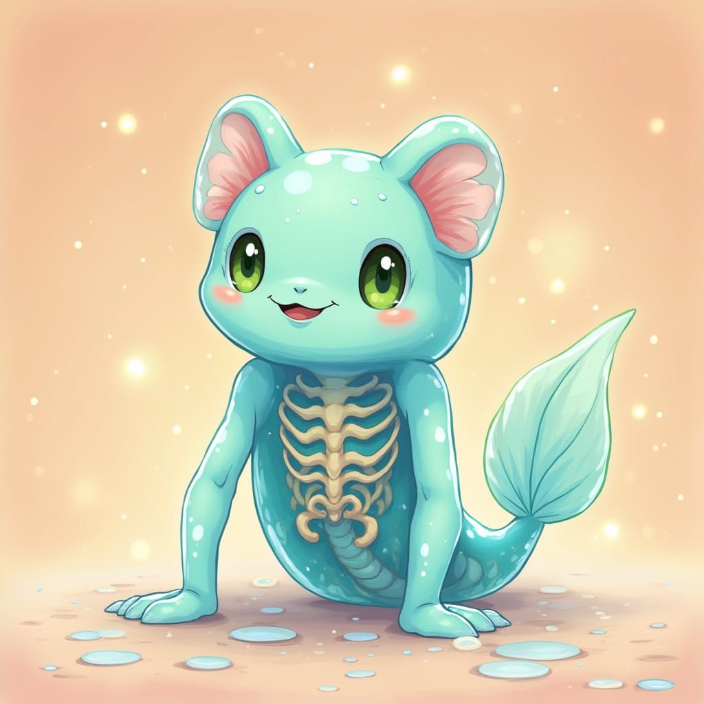 Anime Monster Girl with Translucent Skin, Ghibli Style