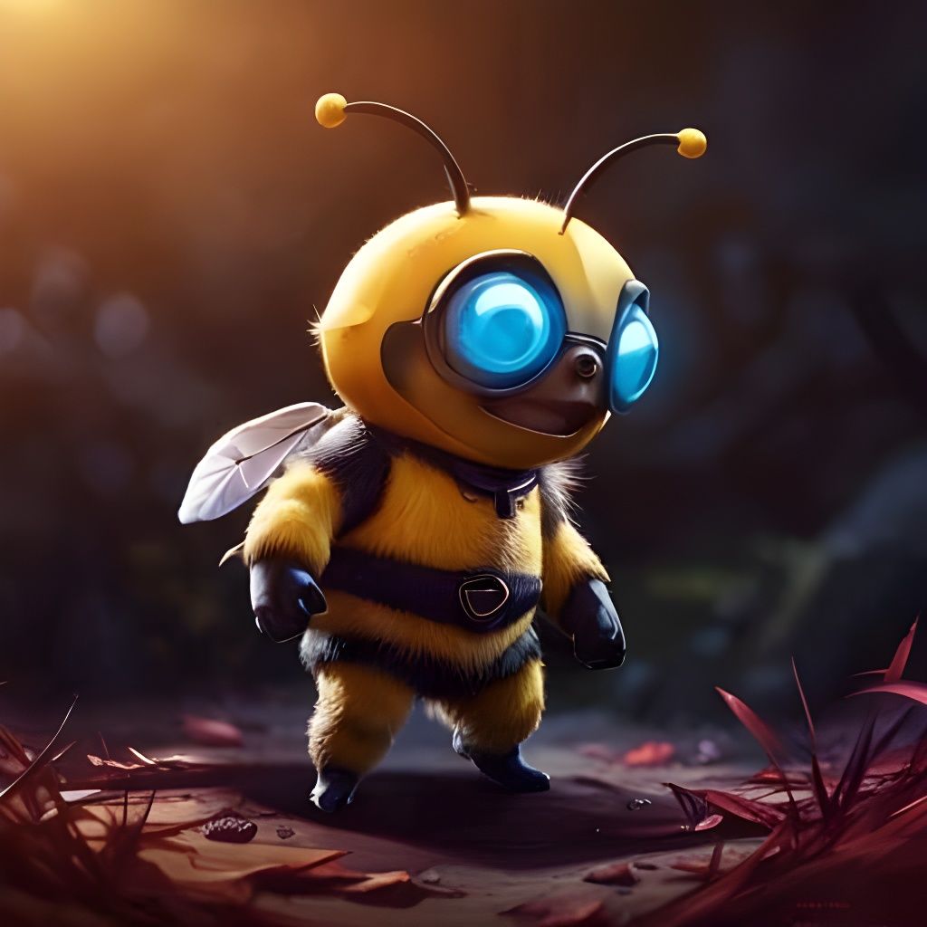 Adorable Chibi Bee in Hyperrealistic Digital Art