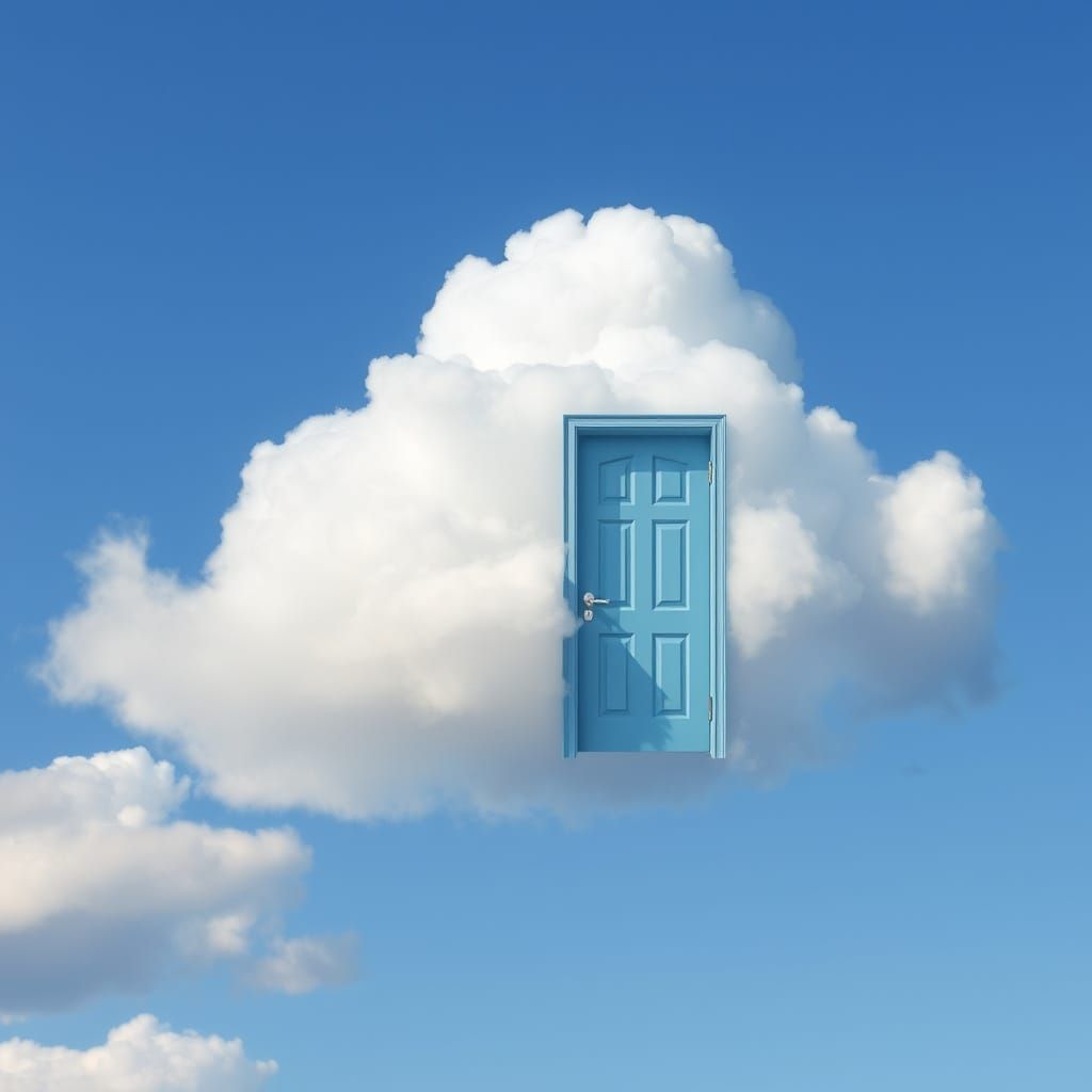 Doorway in the Clouds: A Surreal Sky Portal