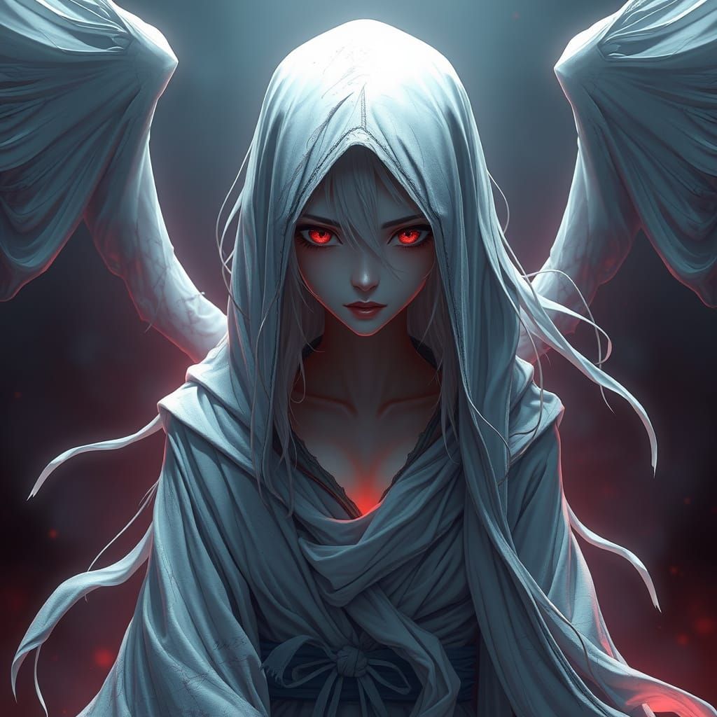 Ethereal Female Ghost in Flowing Robes: Anime Style