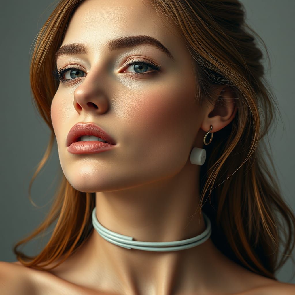 Hyperrealistic Woman with Power Cord Connection