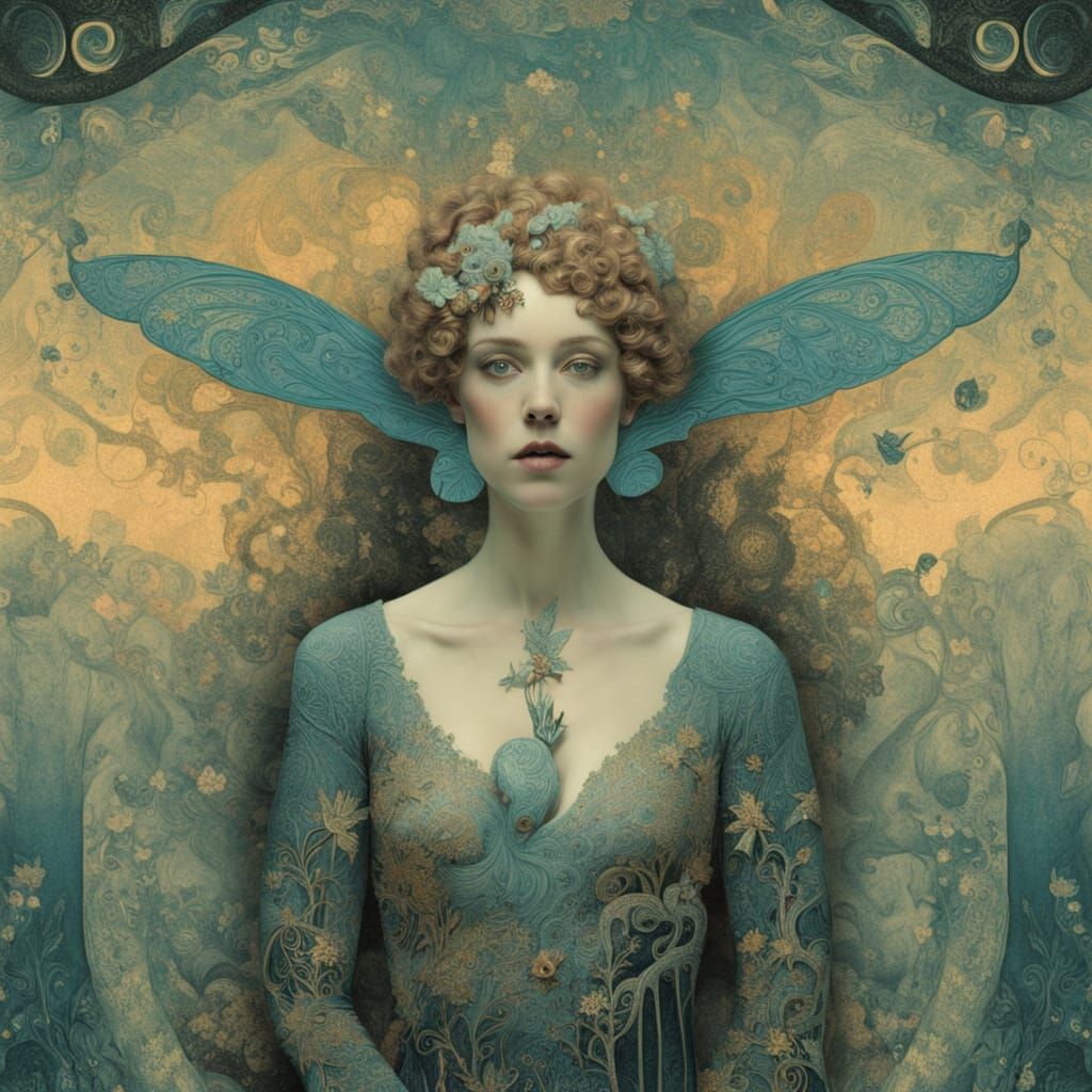 Ethereal Goddess Emerges from Dreamlike Landscape in Cyberpu...