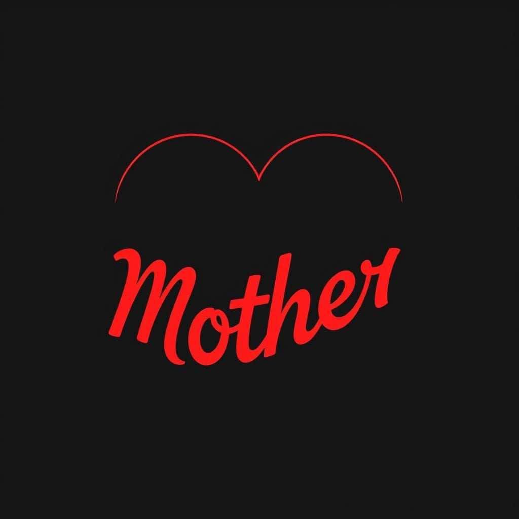 Mother in a Heart-Shaped Typography Illustration