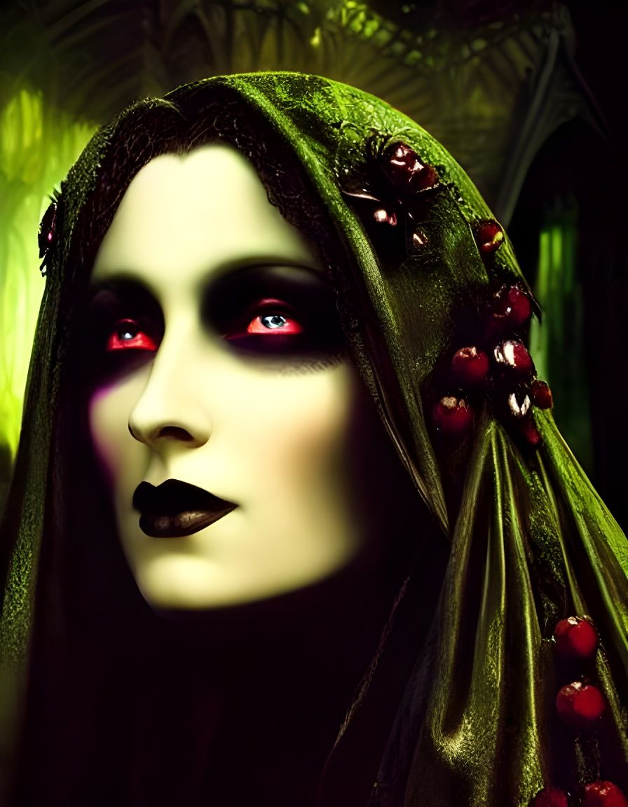 Gothic Vampire Queen Portrait in Dark Fantasy Style