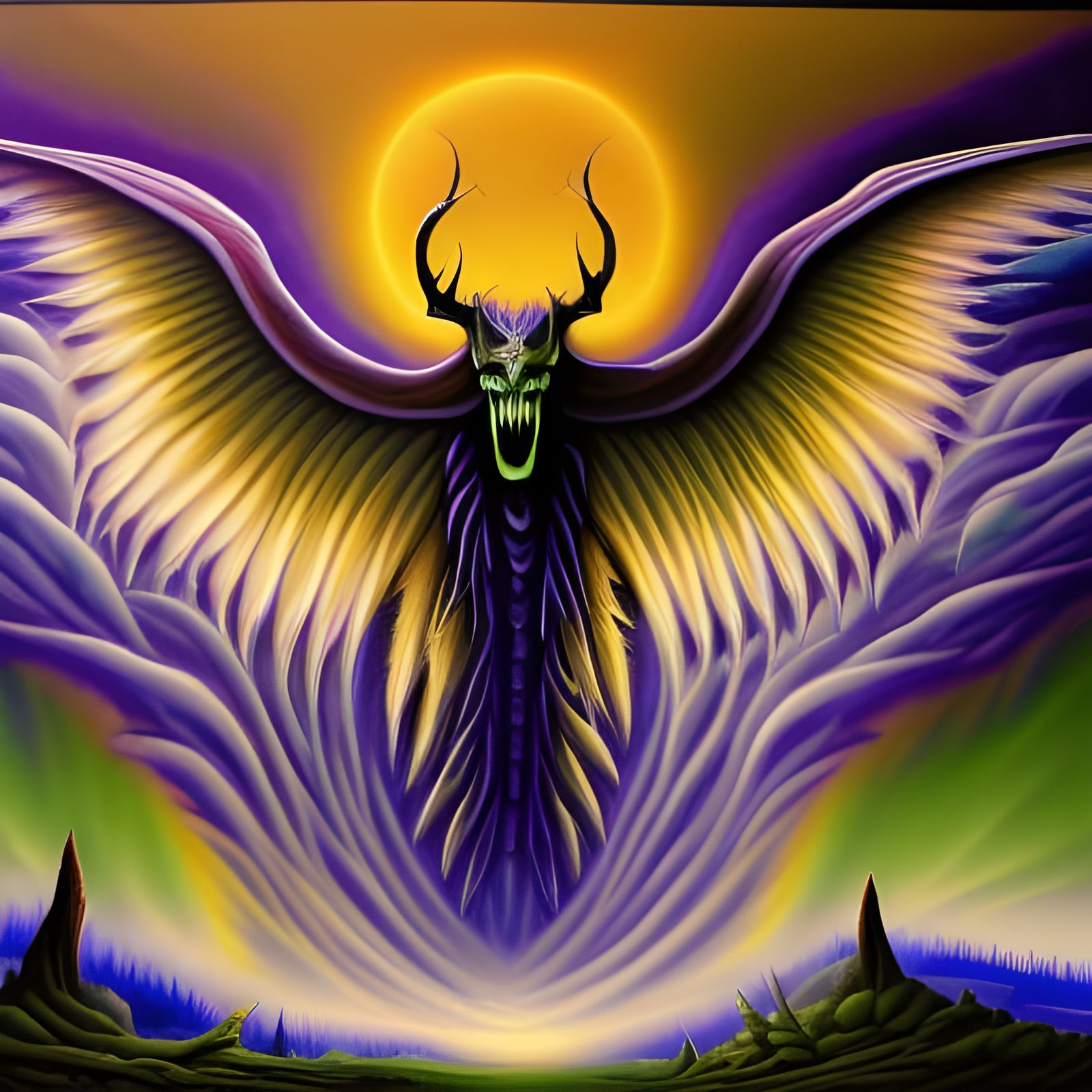 Giant Blue Yeti Monster in Grungy Acrylic Style