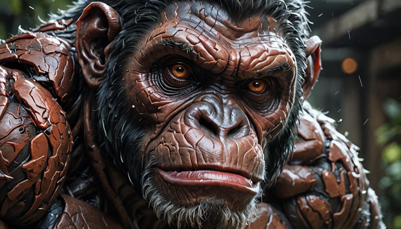 Ape-Like Humanoid Portrait in Hyperrealistic Concept Art