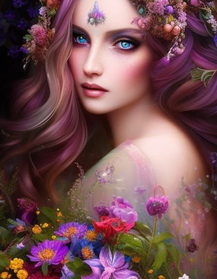 Teen Princess in Fairy Garden at Sunrise