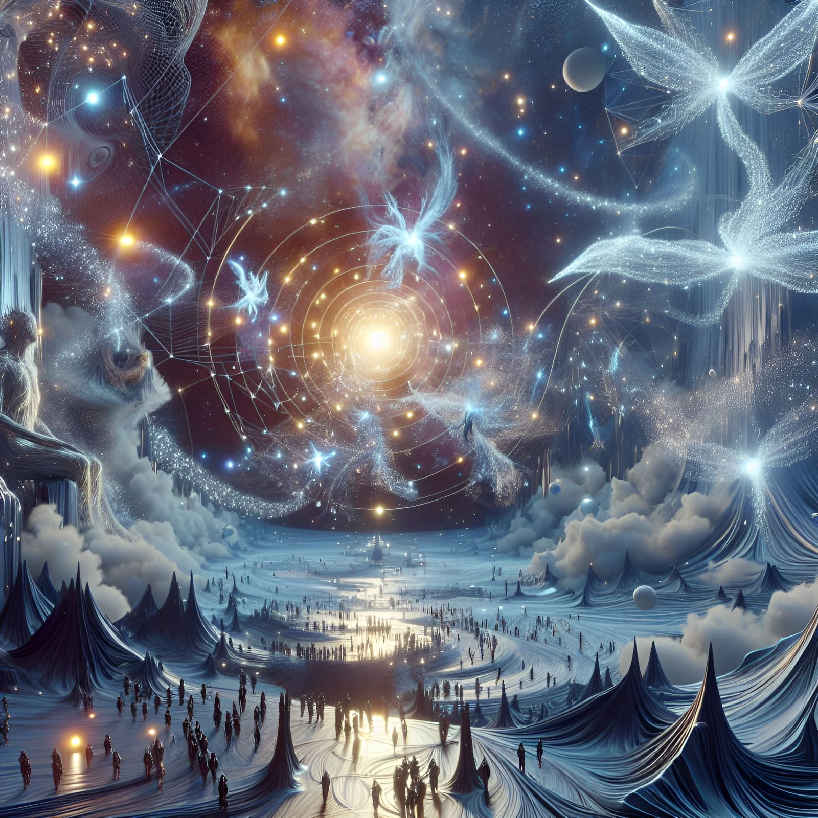 Cosmic Creatures Weaving Constellations in Sci-Fi Comic Art