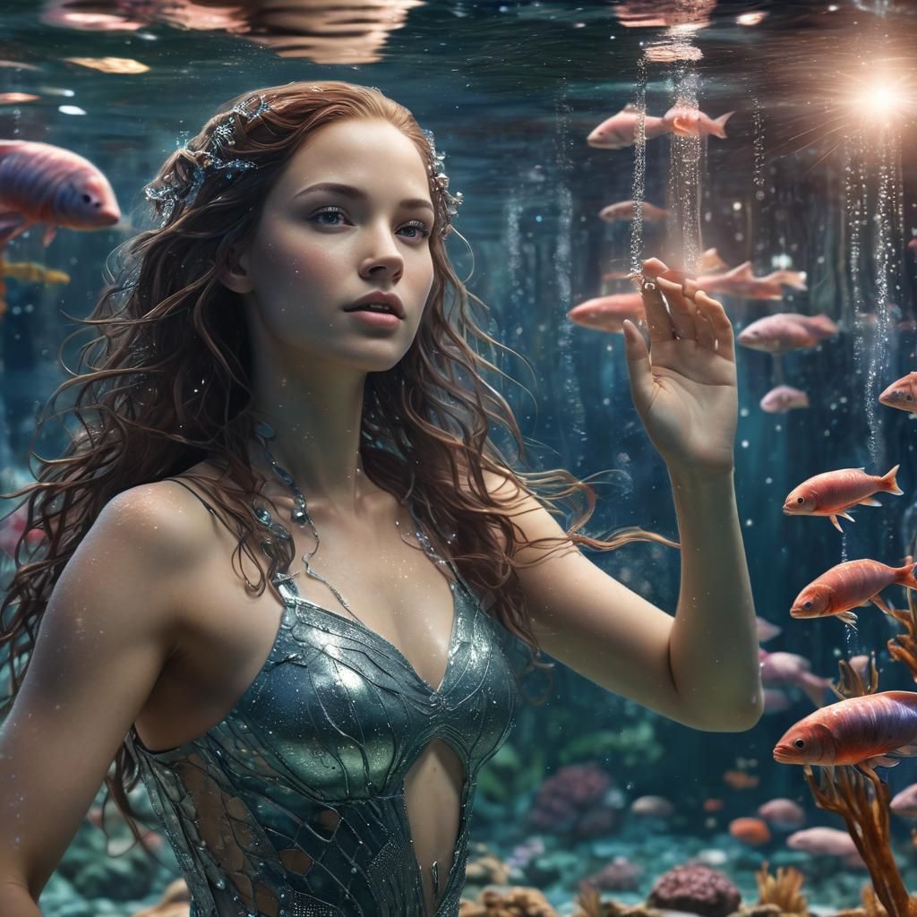 Underwater Mermaid with Tears and Star Gate