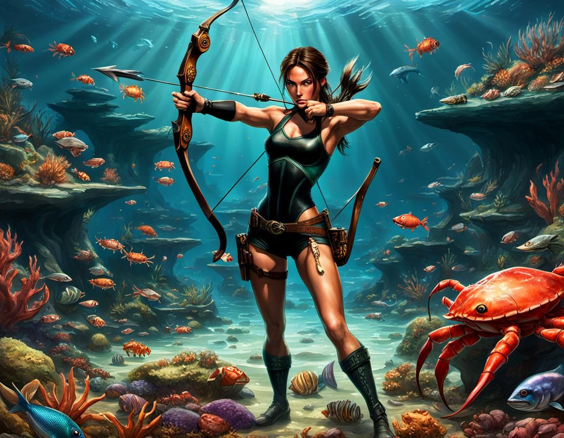 Underwater Archery Competition in Photorealistic 3D