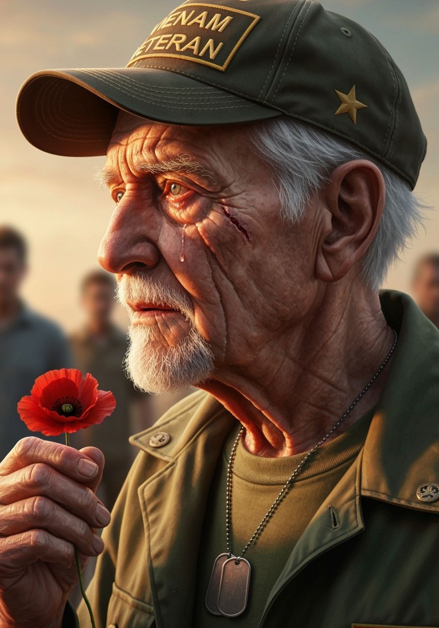 Vietnam Veteran Portrait, Cinematic and Emotional