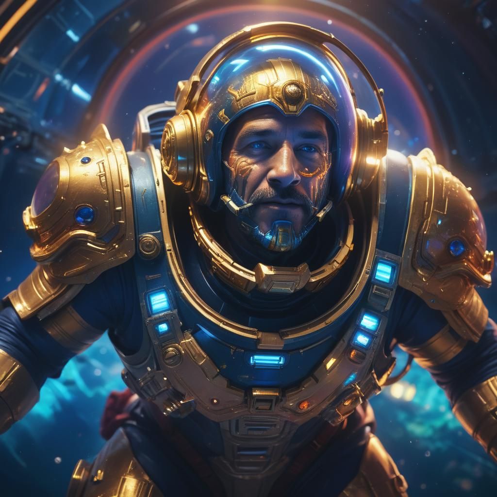 Leeroy Jenkins in Spaceship: Neon Digital Art