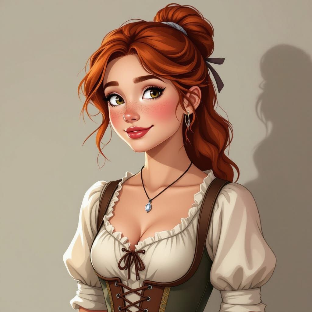 Toon Sketch Portrait: Redhead with Corset Vest