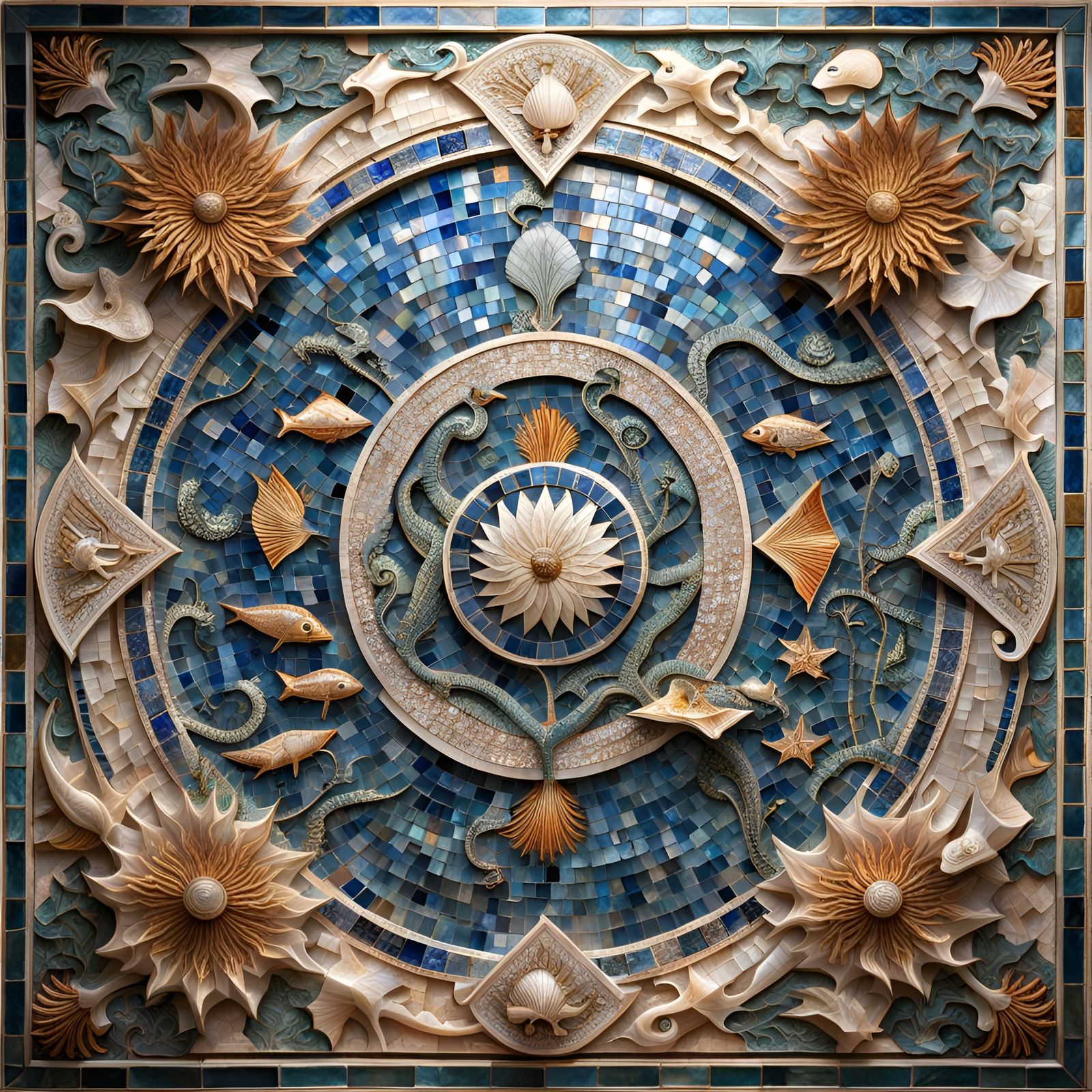 Mythological Marine Mosaic in Roman Style