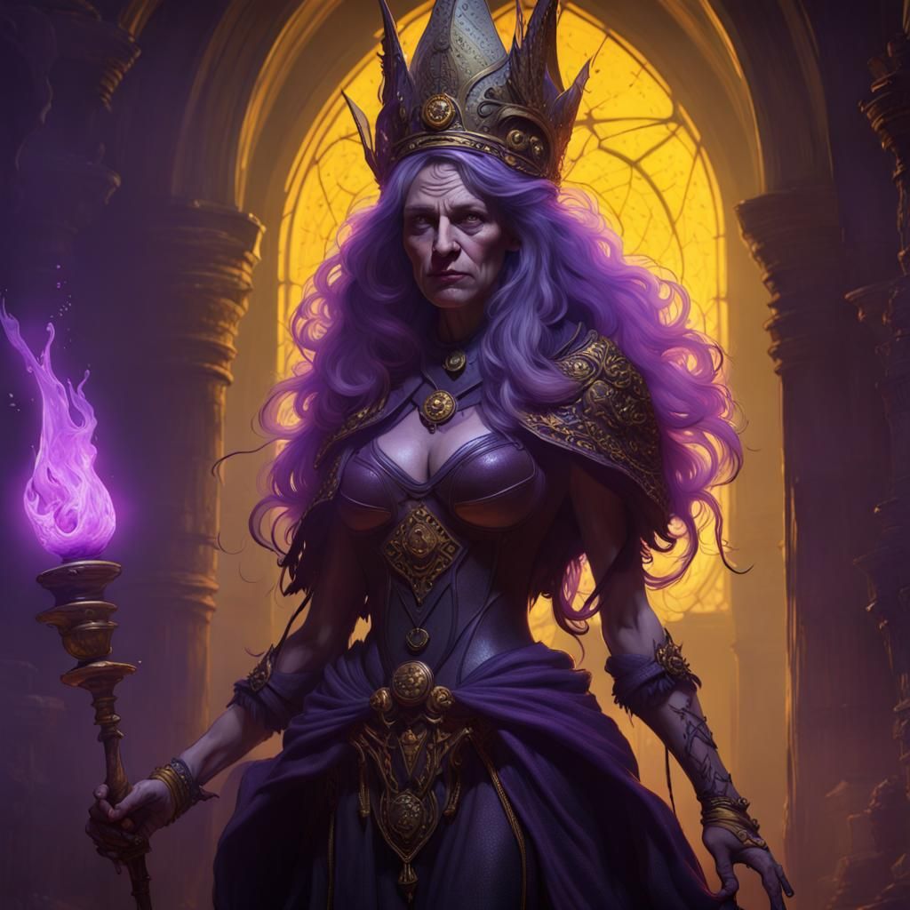 Detailed Dark Fantasy Portrait of an Old Witch Queen