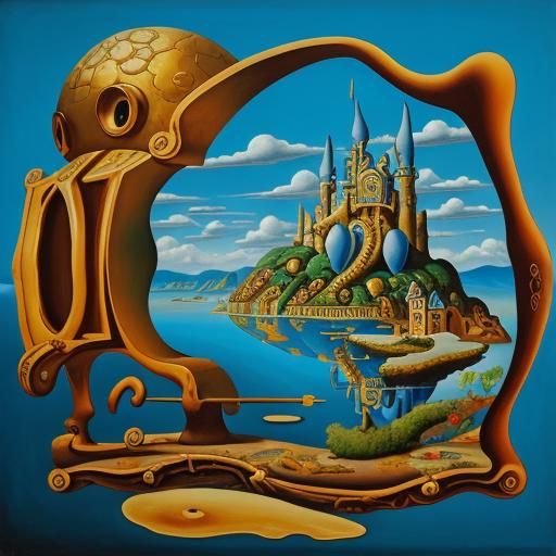 Surreal Melting Magic: A Dali-esque Oil Painting