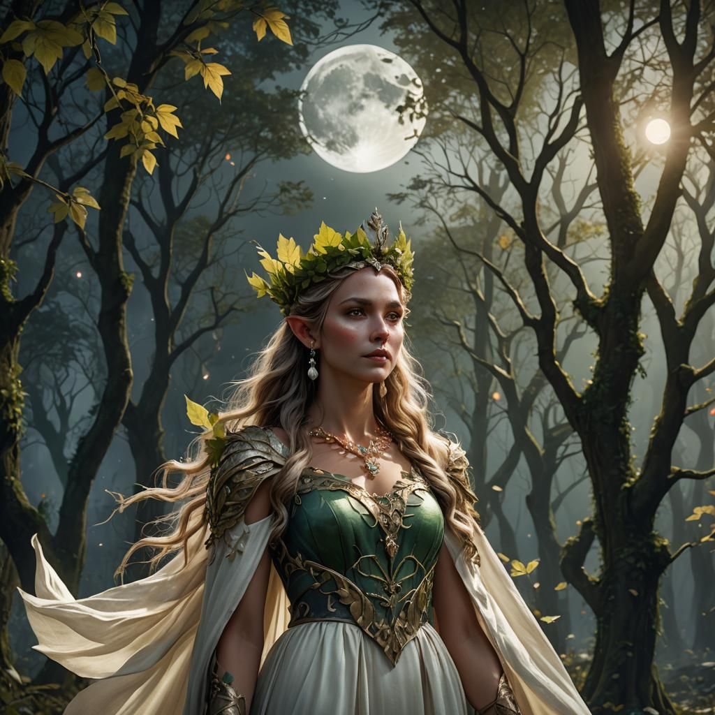 Enchanting Elf Princess in Moonlit Forest