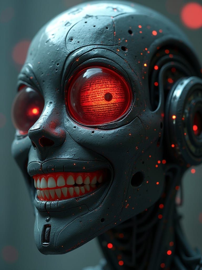 Cyborg with Binary Eye in HDR Style