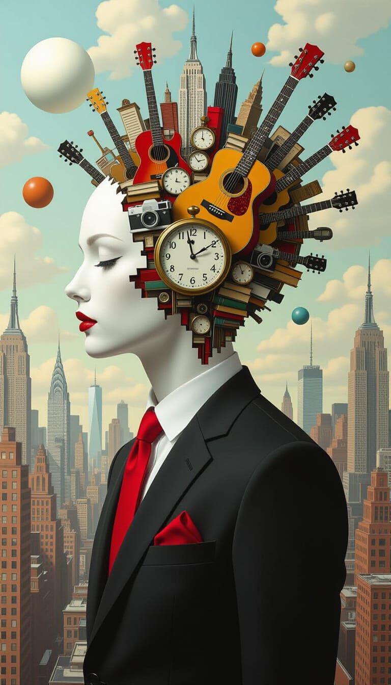 Surreal Androgynous Figure in Metropolis, Ash Thorp Style