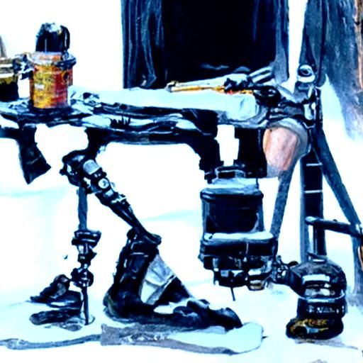 Cyborg Transformation in Oil Painting Style